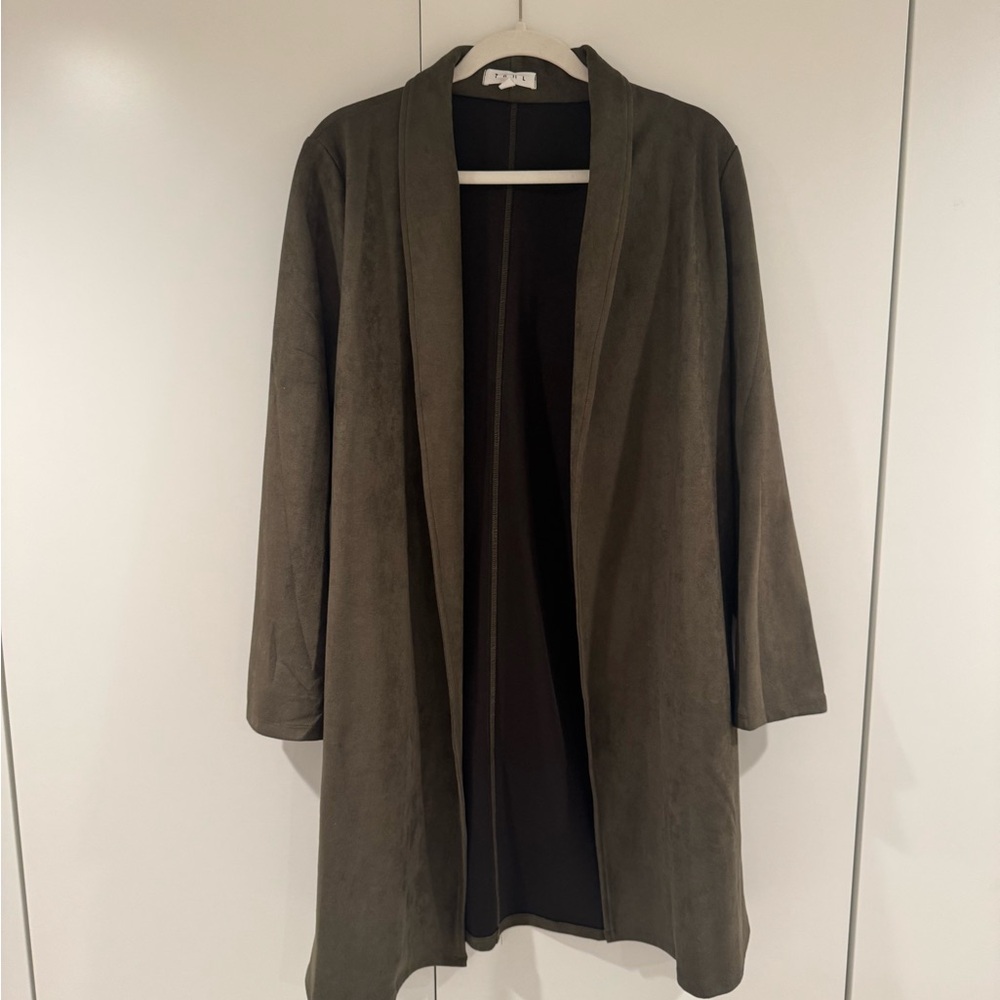 Olive Green Suede Women's Coat